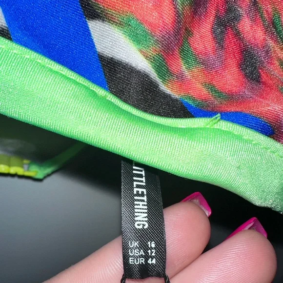 PPT Neon Animal Print Bathing Suit Top - Picture 3 of 6